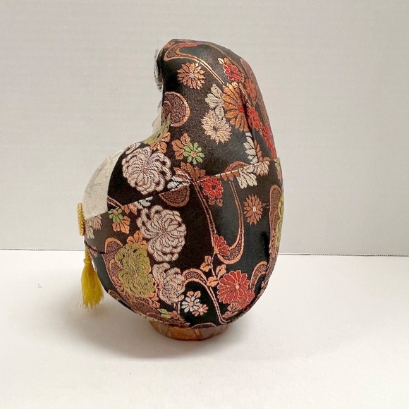 Japanese Large Hime Daruma Dolls Set of 3 Vintage Dressed in Brocade - Picture 10 of 12